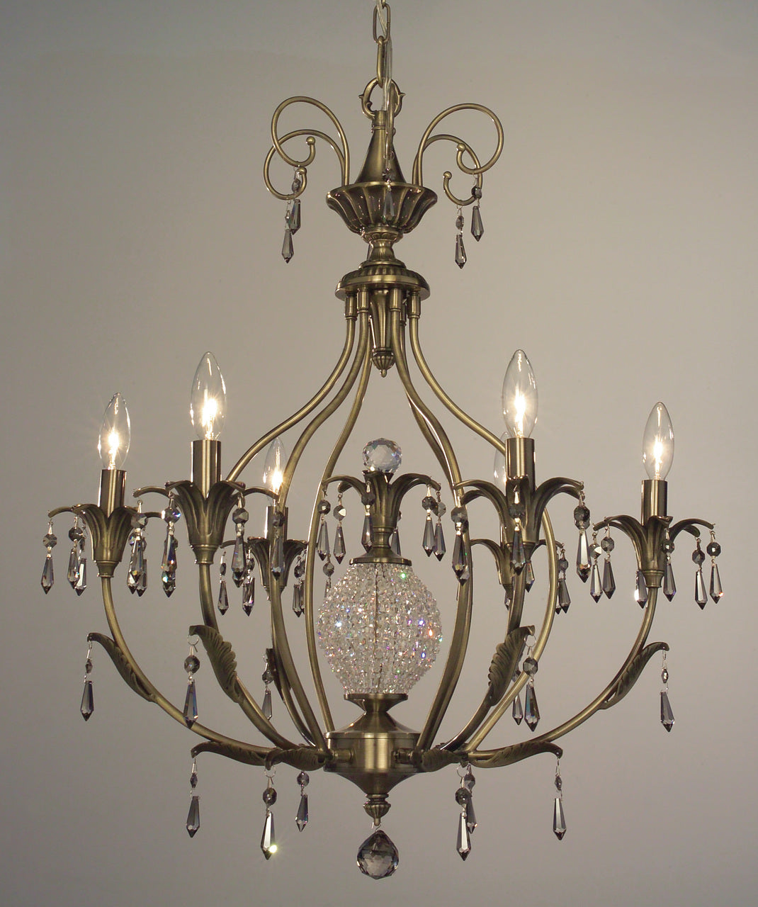 Classic Lighting 16116 ABR SMK Sharon Crystal Chandelier in Antique Brass