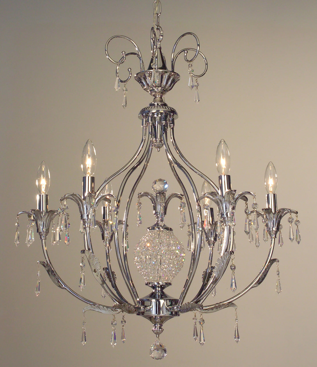 Classic Lighting 16116 CH SMK Sharon Crystal Chandelier in Chrome