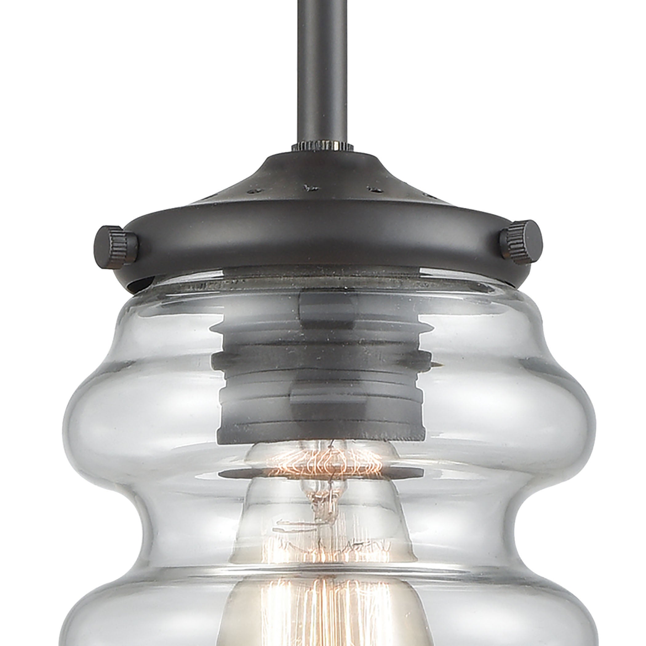 ELK Lighting 16160/1 Synchronis 1-Light Mini Pendant in Oil Rubbed Bronze with Clear Blown Glass