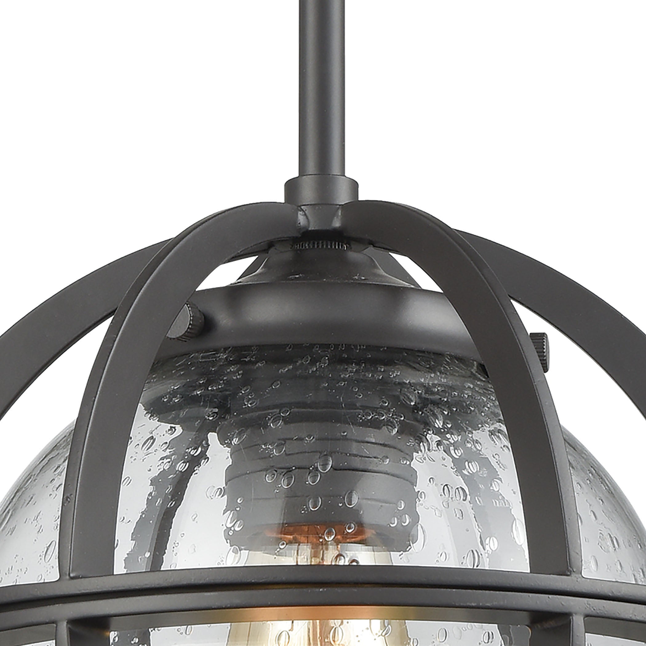 ELK Lighting 16163/1 Aubridge 1-Light Mini Pendant in Oil Rubbed Bronze with Clear Seedy Blown Glass