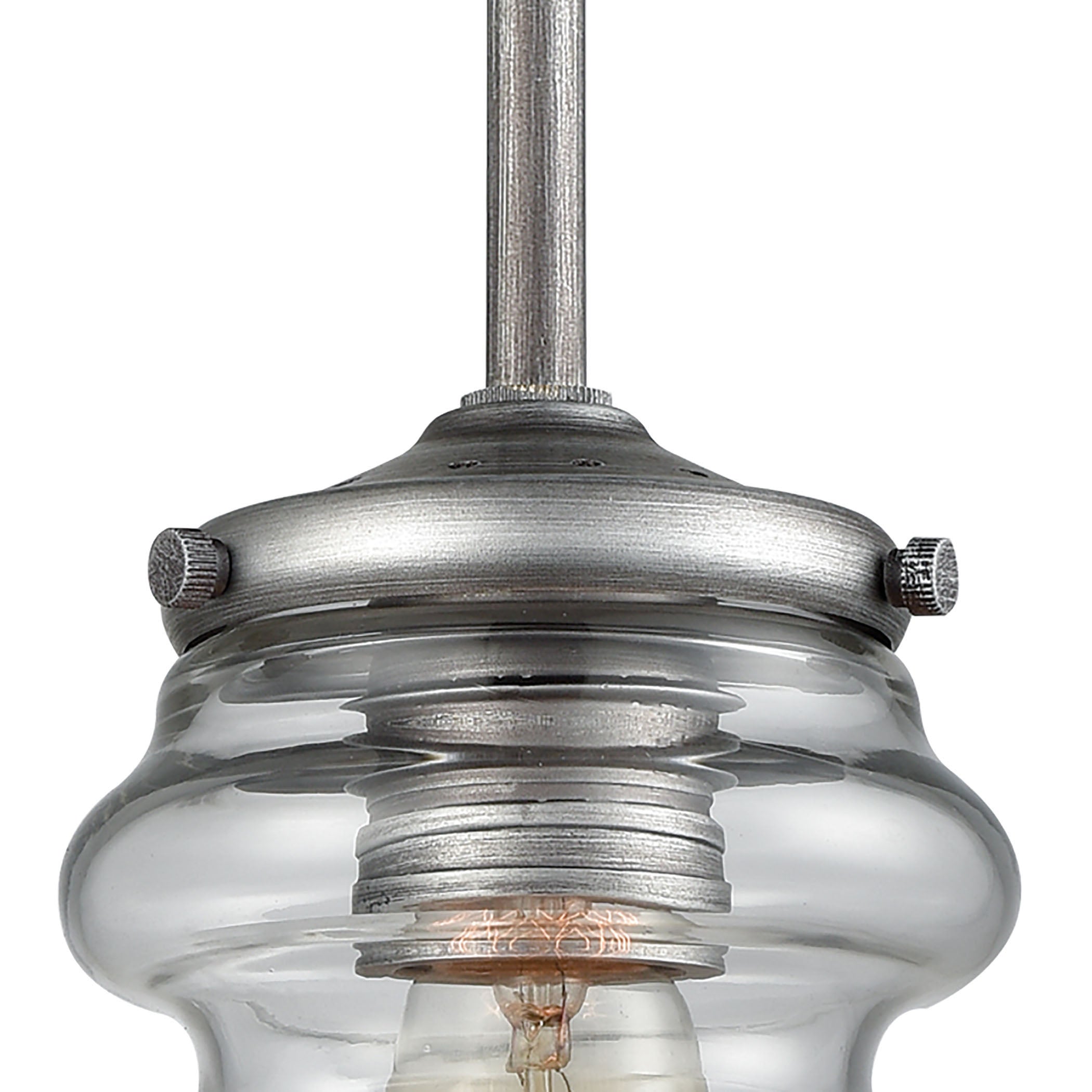 ELK Lighting 16170/1 Synchronis 1-Light Mini Pendant in Weathered Zinc with Clear Blown Glass
