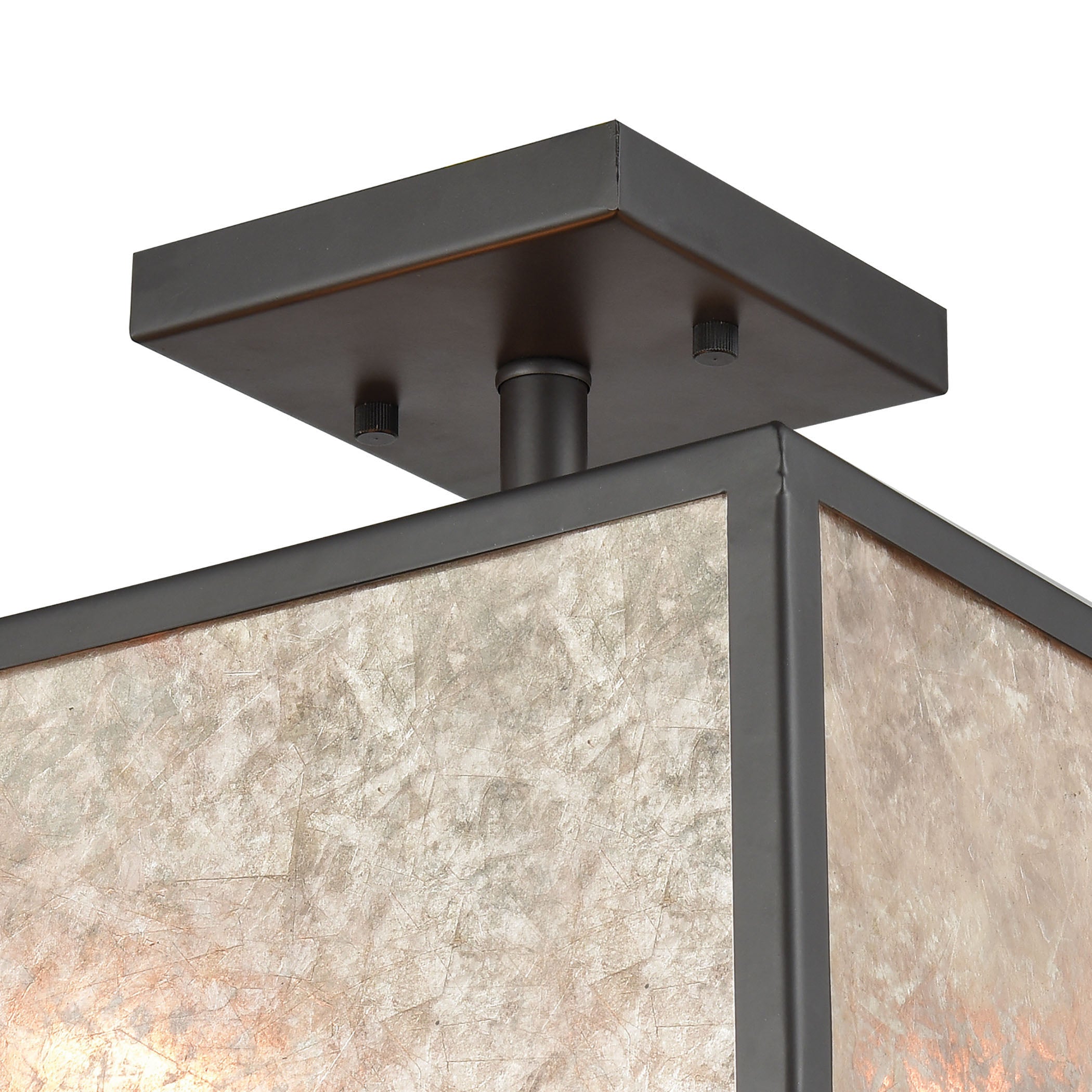 ELK Lighting 16181/2 Stasis 2-Light Semi Flush in Oil Rubbed Bronze with Tan and Clear Mica Shade