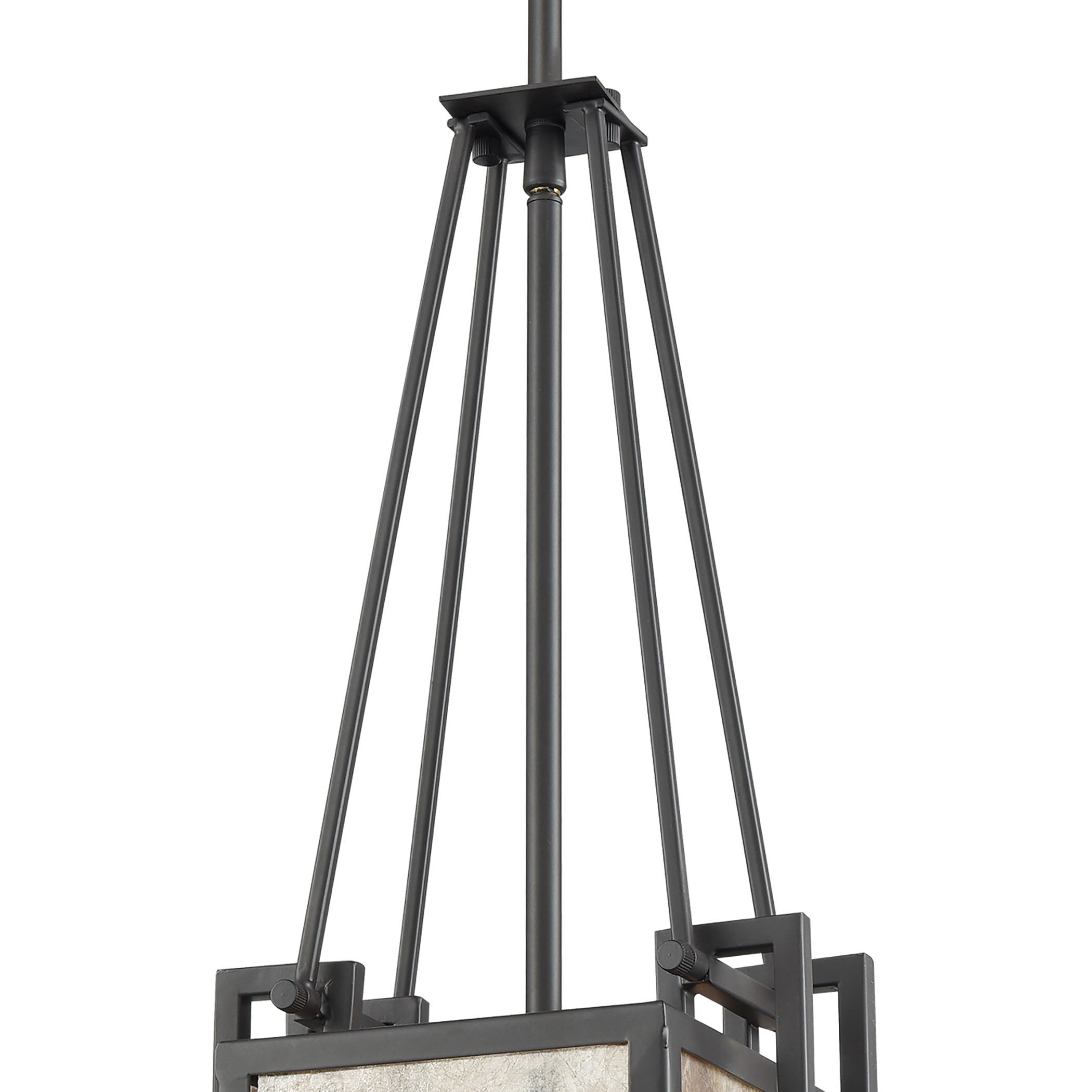 ELK Lighting 16183/1 Stasis 1-Light Mini Pendant in Oil Rubbed Bronze with Tan and Clear Mica Shade