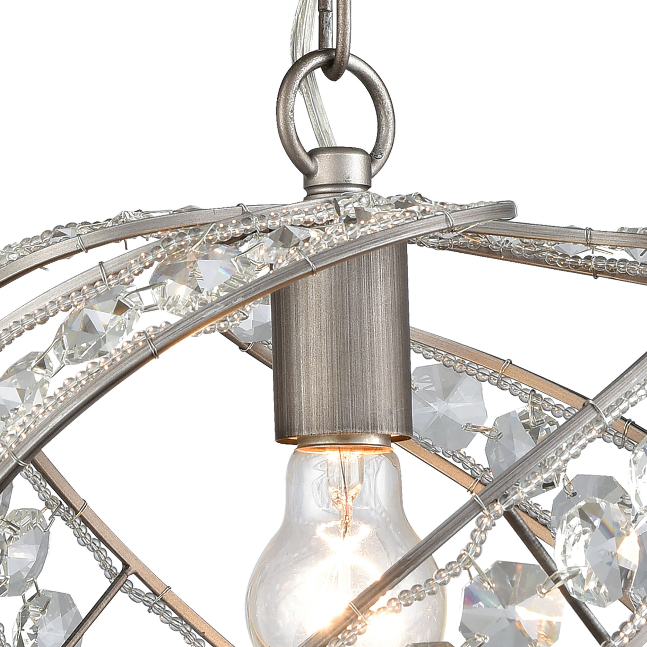 ELK Lighting 16247/1 Renaissance 1-Light Mini Pendant in Weathered Zinc with Crystal