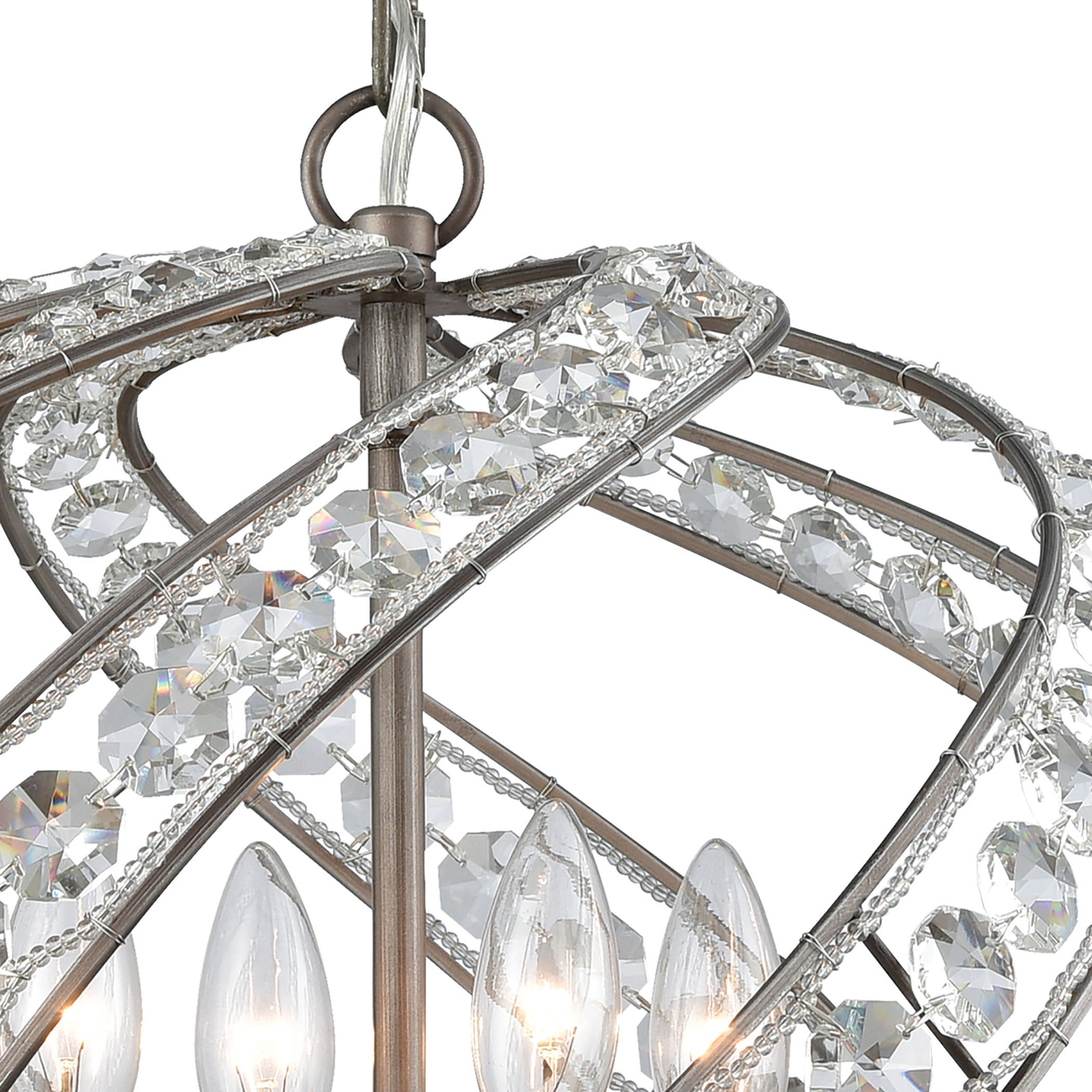 ELK Lighting 16248/4 Renaissance 4-Light Chandelier in Weathered Zinc with Crystal
