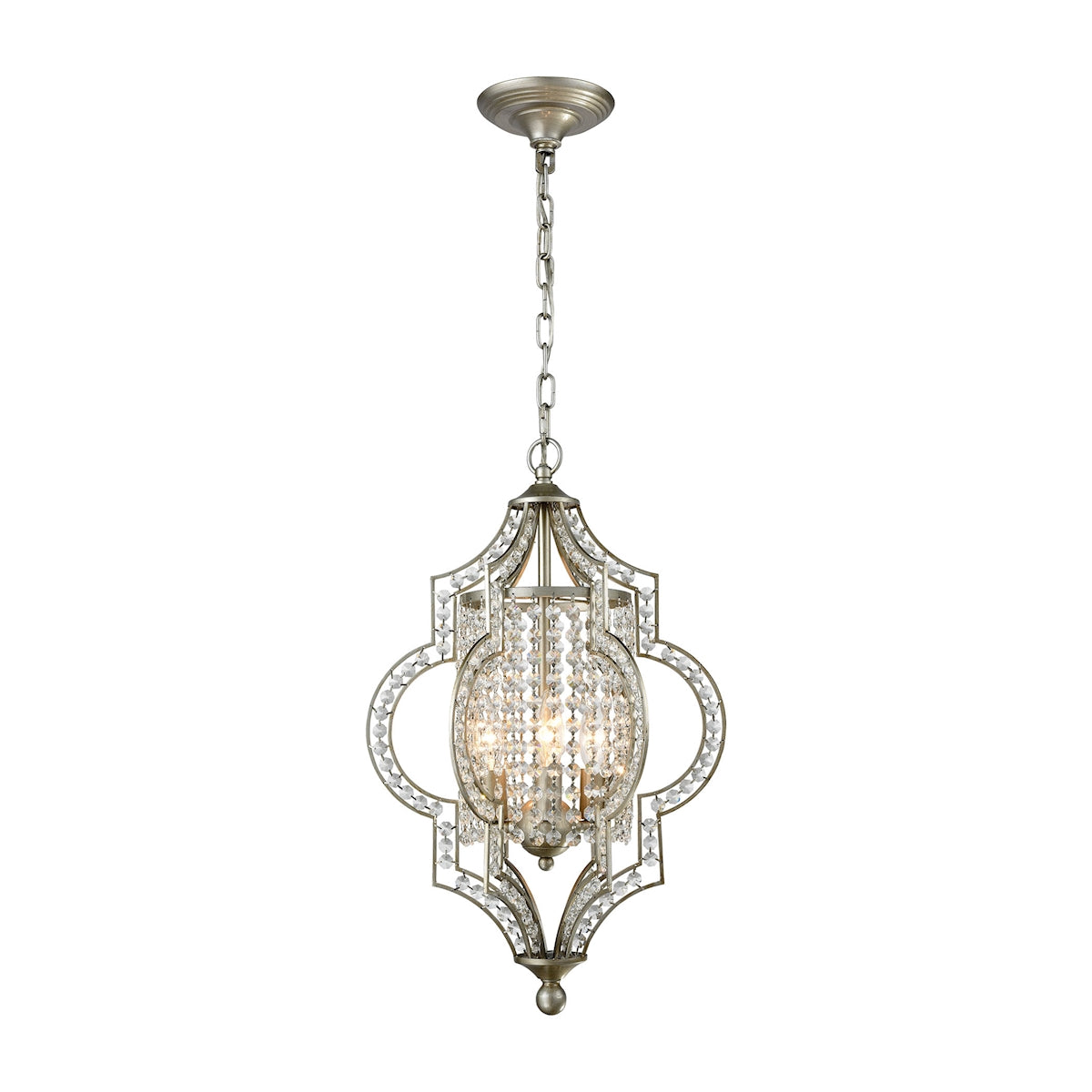 ELK Lighting 16270/3 Gabrielle 3-Light Chandelier in Aged Silver with Clear Crystal