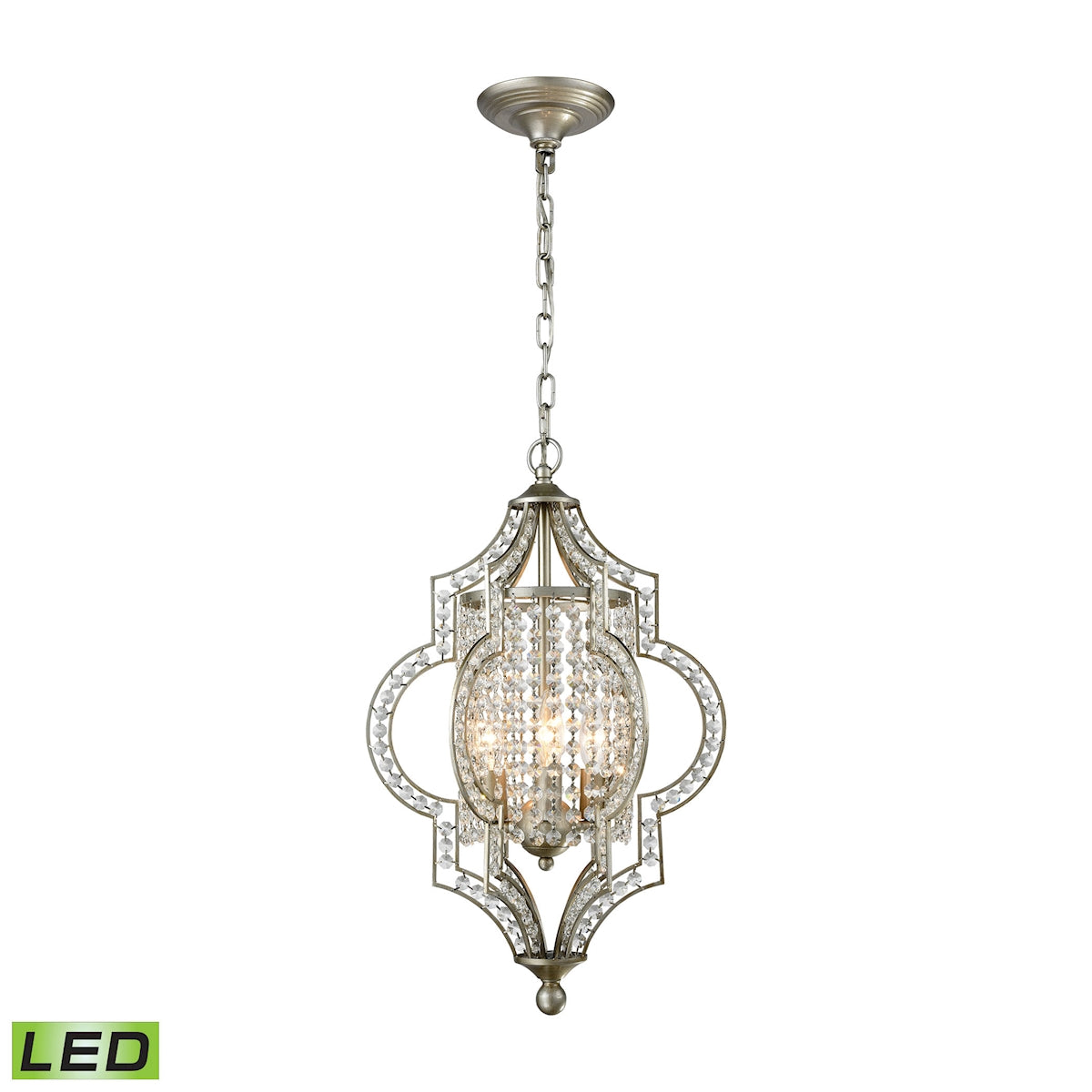 ELK Lighting 16270/3-LED Gabrielle 3-Light Chandelier in Aged Silver with Clear Crystal - Includes LED Bulbs