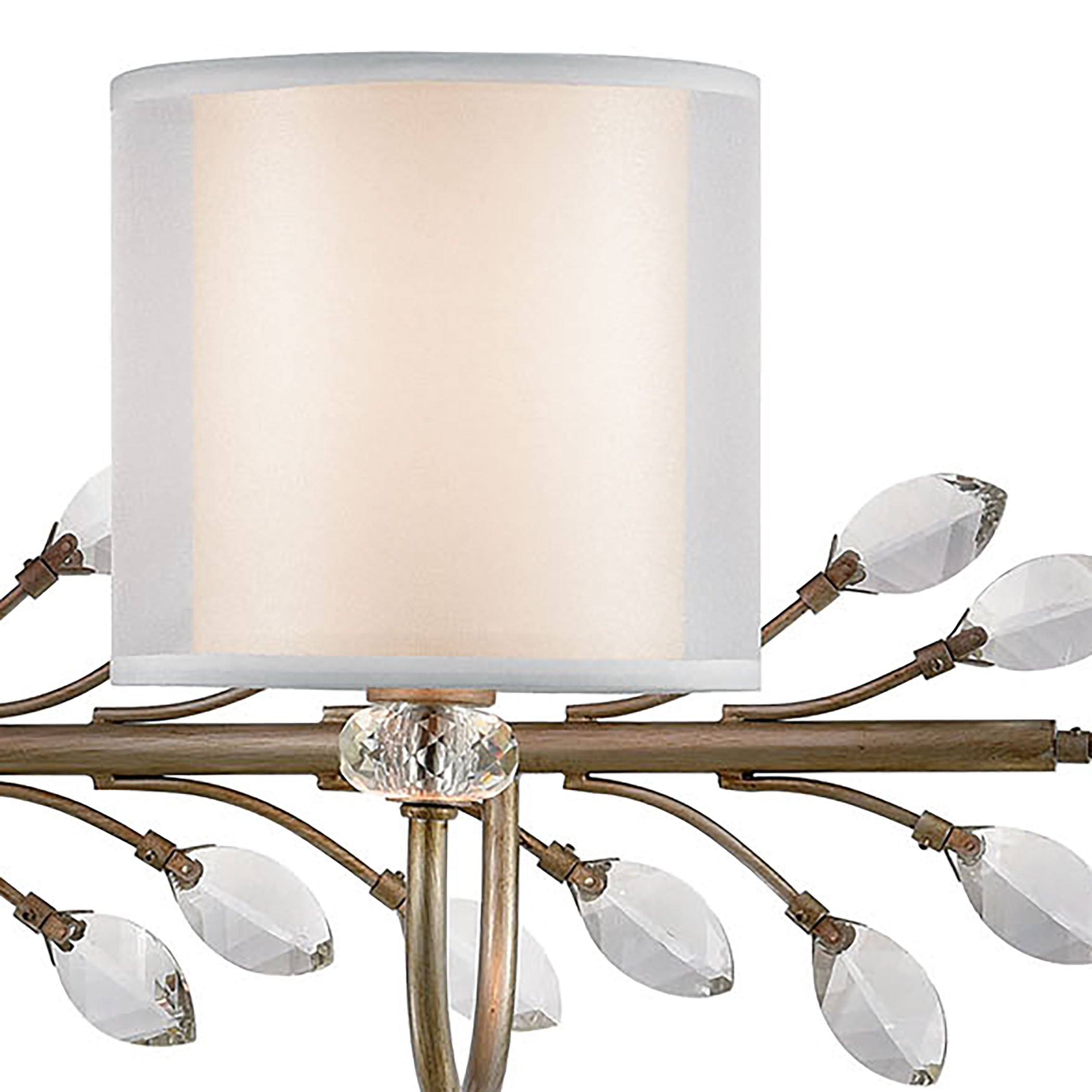 ELK Lighting 16278/3 Asbury 3-Light Vanity Light in Aged Silver with White Fabric Shade Inside Silver Organza Shade