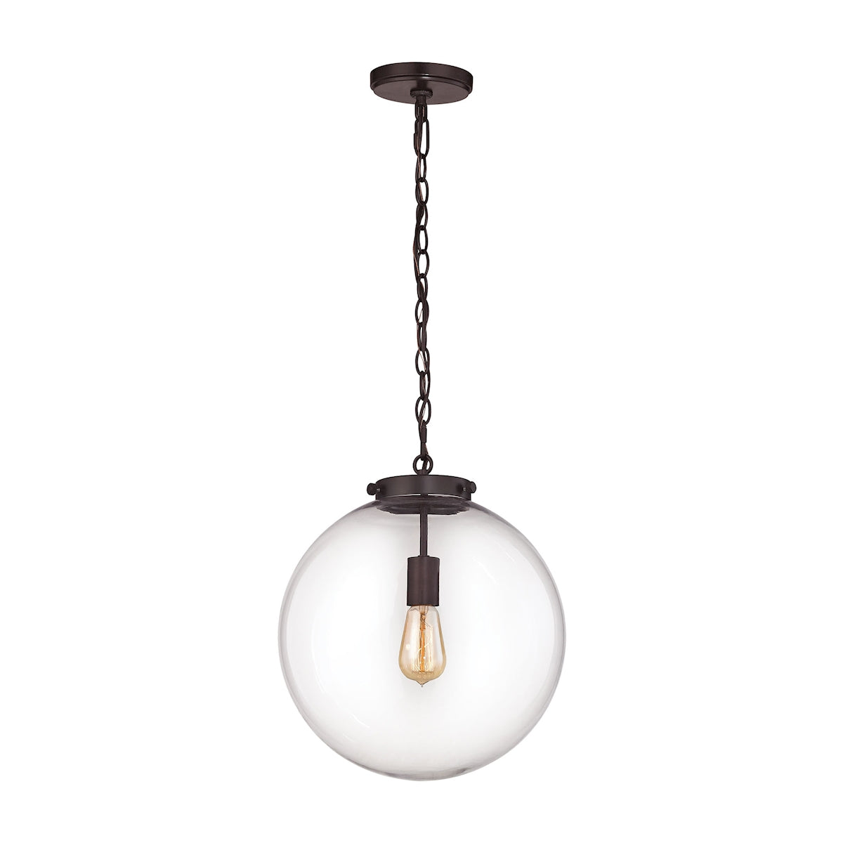ELK Lighting 16373/1 Gramercy 1-Light Pendant in Oil Rubbed Bronze with Clear Glass