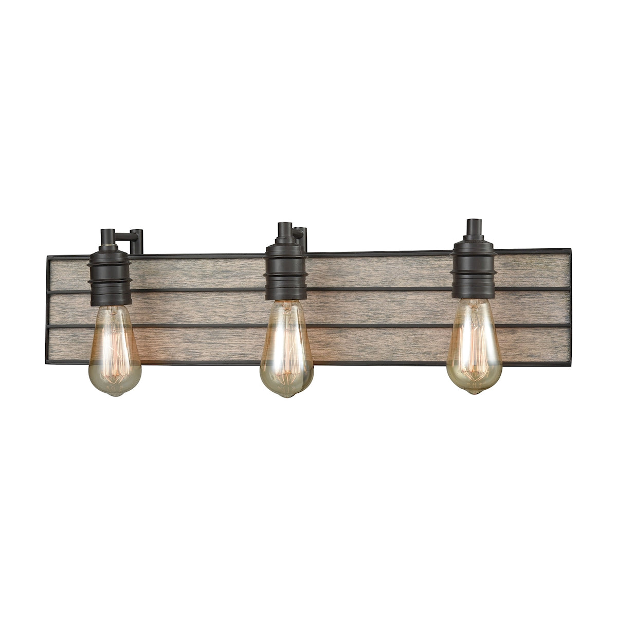ELK Lighting 16441/3 Brookweiler 3-Light Vanity Sconce in Oil Rubbed Bronze with Washed Wood Backplate