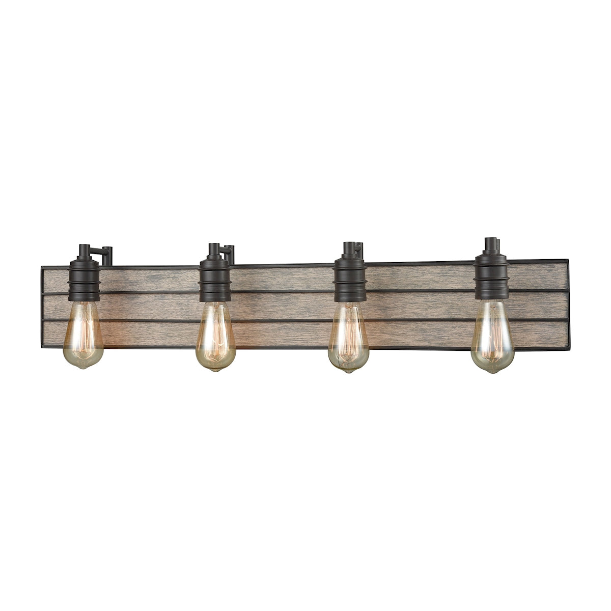 ELK Lighting 16442/4 Brookweiler 4-Light Vanity Sconce in Oil Rubbed Bronze with Washed Wood Backplate