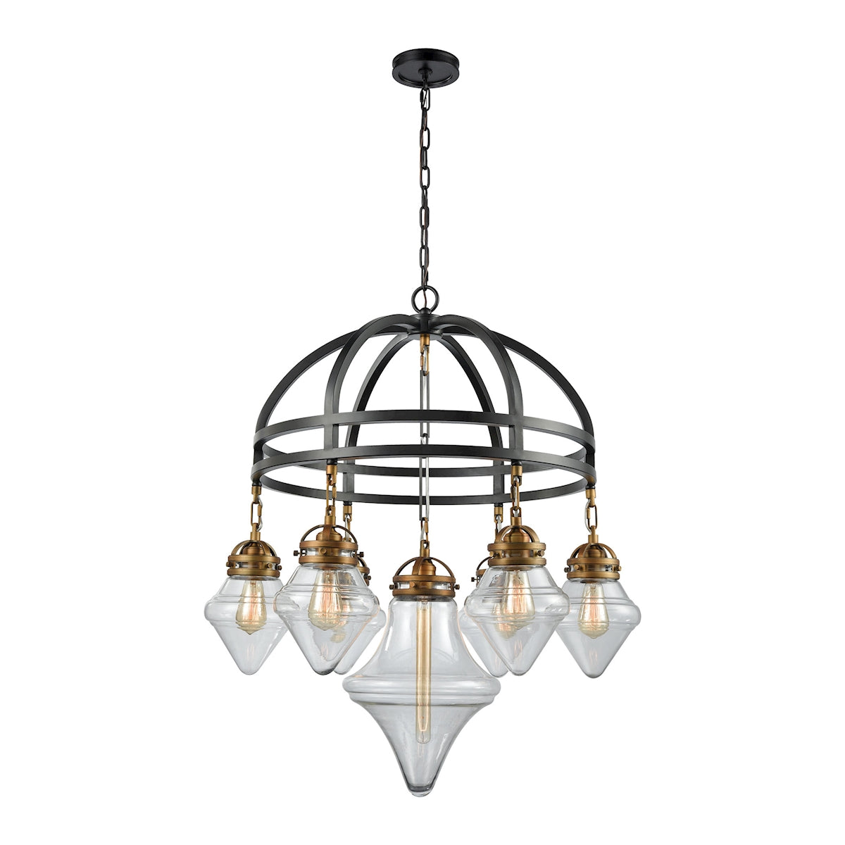 ELK Lighting 16461/7 Gramercy 7-Light Chandelier in Classic Brass and Oil Rubbed Bronze with Clear Glass