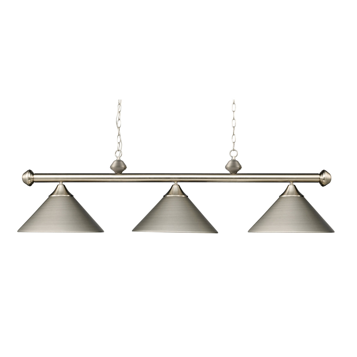 ELK Lighting 168-SN Casual Traditions 3-Light Island Light in Satin Nickel with Metal Shades