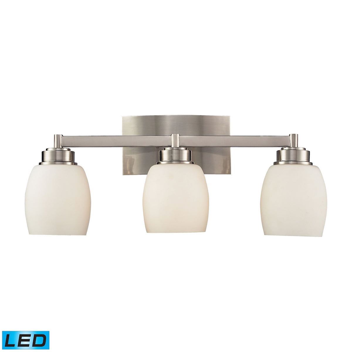 ELK Lighting 17102/3-LED Northport 3-Light Vanity Lamp in Satin Nickel with Opal Glass - Includes LED Bulbs