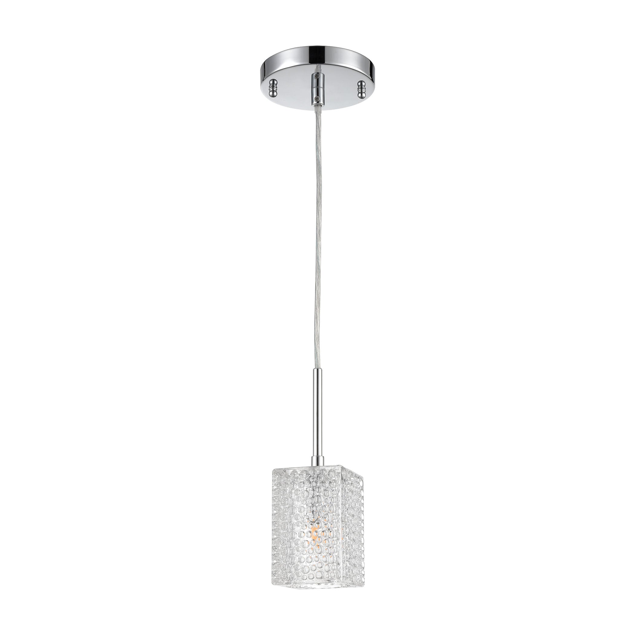 ELK Lighting 17434/1 Ezra 1-Light Mini Pendant in Polished Chrome with Textured Clear Crystal