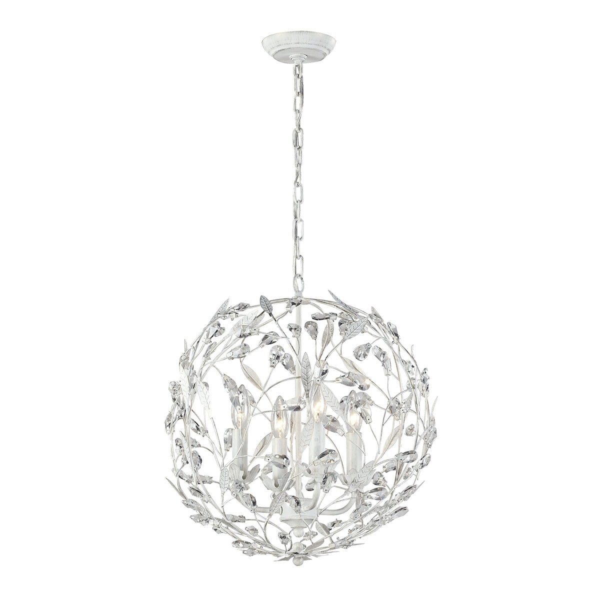 ELK Lighting 18124/4 Circeo 4-Light Chandelier in Antique White with Crystal