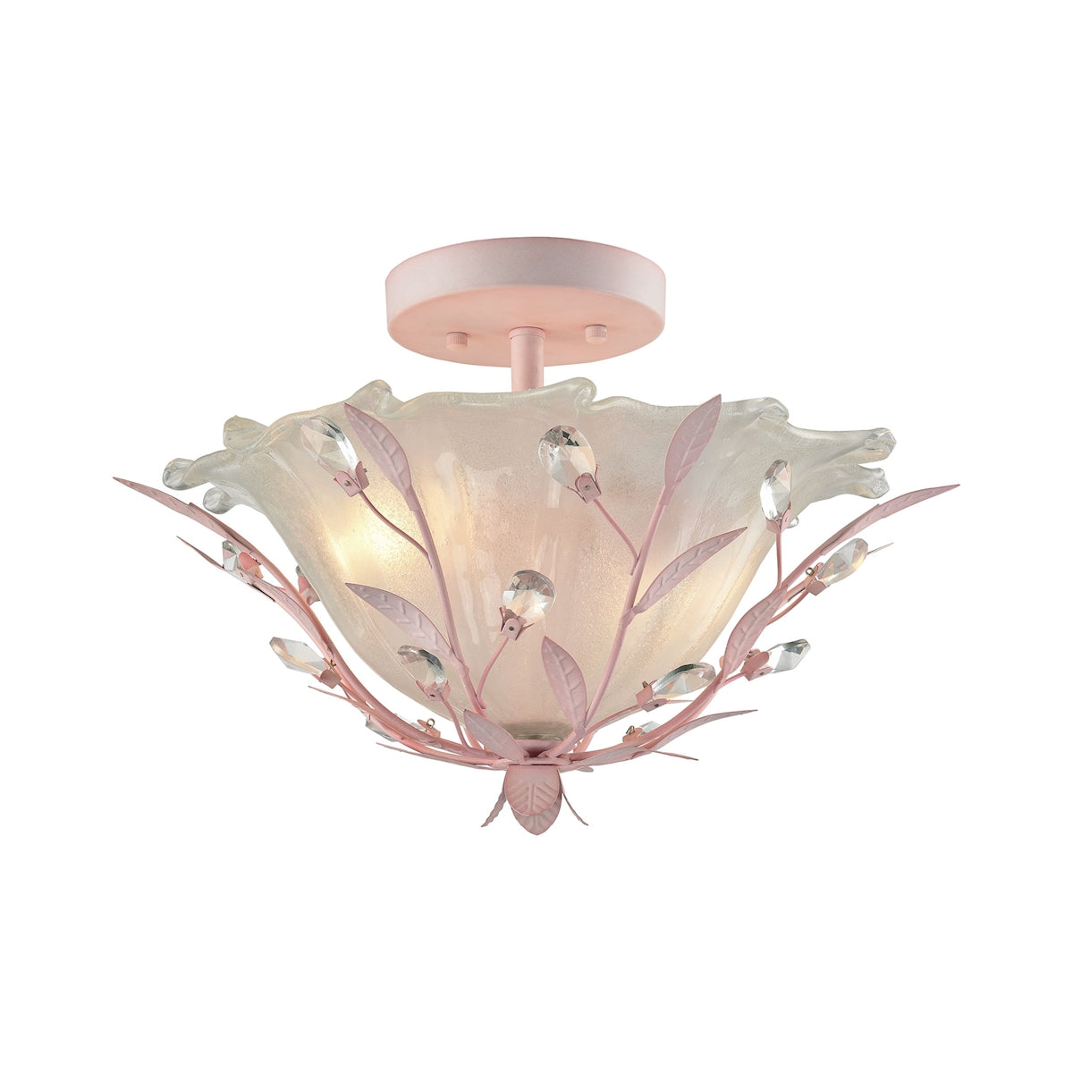ELK Lighting 18151/2 Circeo 2-Light Semi Flush in Light Pink with Frosted Hand-formed Glass