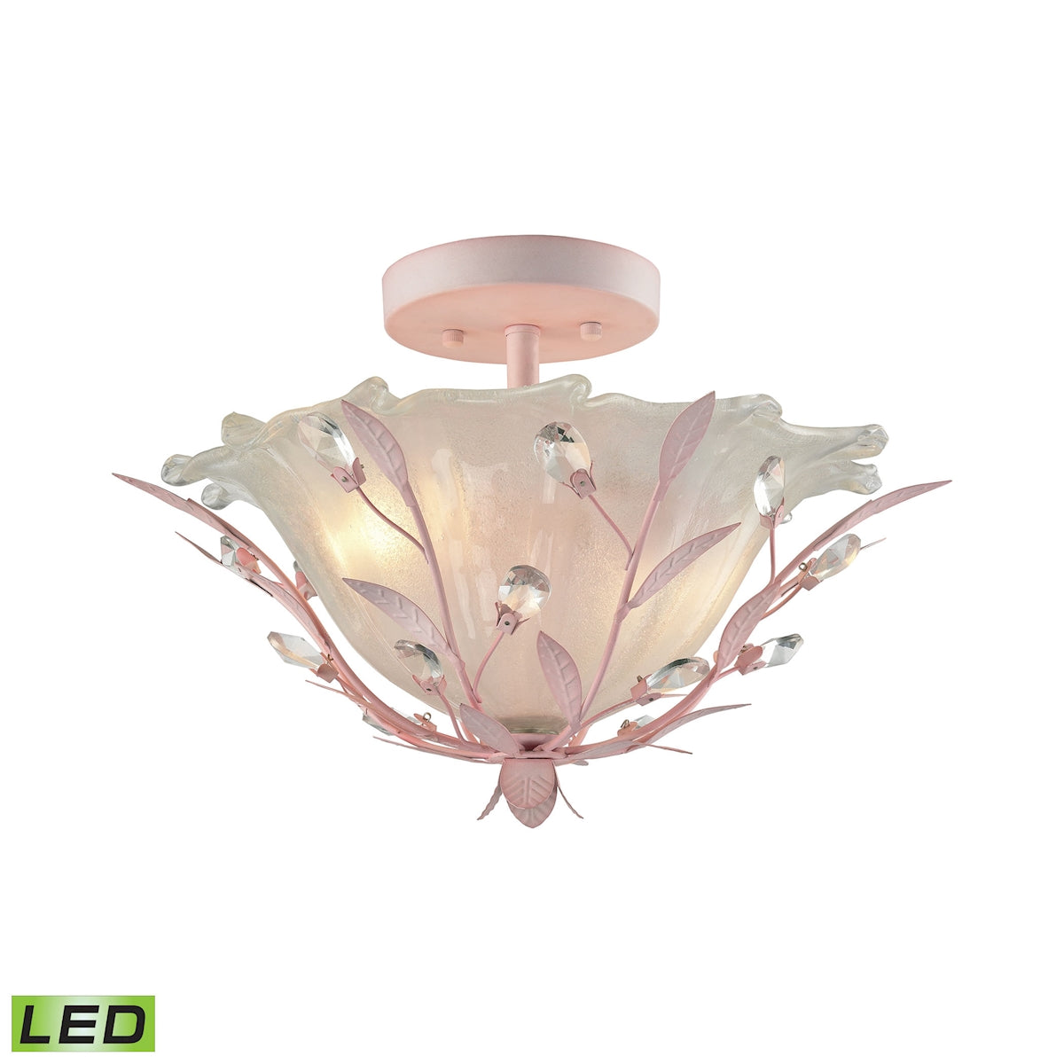 ELK Lighting 18151/2-LED Circeo 2-Light Semi Flush in Light Pink with Frosted Hand-formed Glass - Includes LED Bulbs