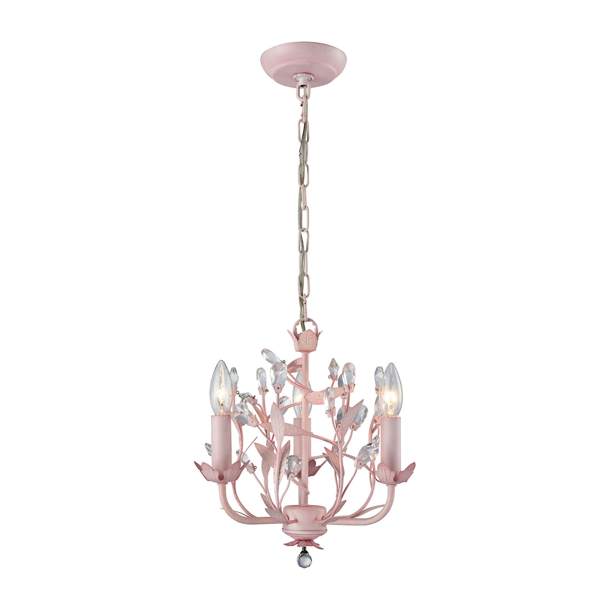 ELK Lighting 18152/3 Circeo 3-Light Chandelier in Light Pink with Crystal