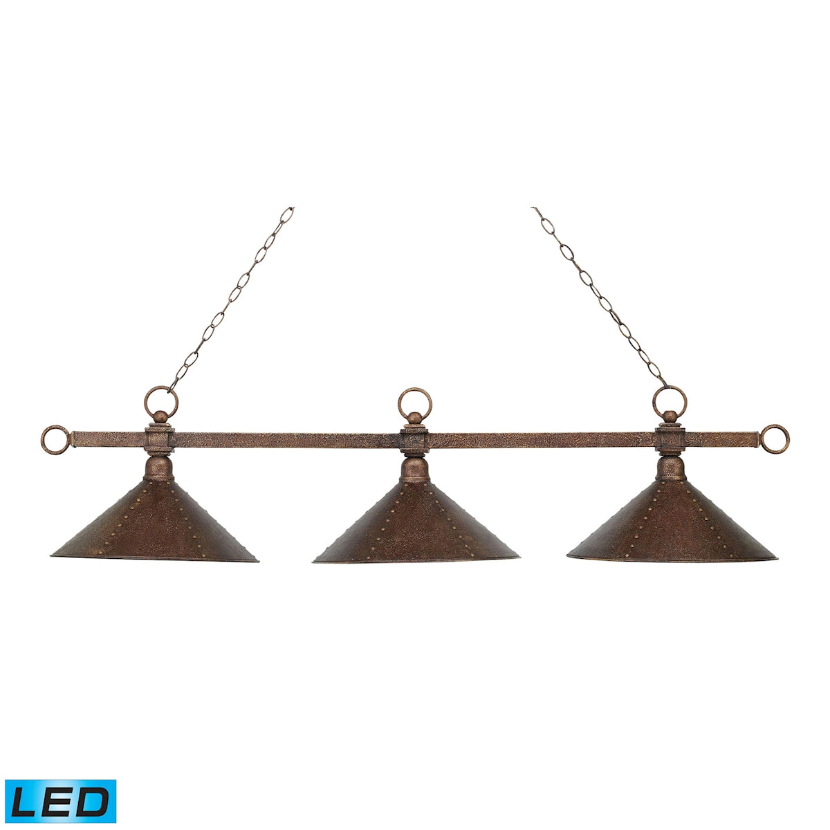 ELK Lighting 182-AC-M2-LED Designer Classics 3-Light Island Light in Copper with Hammered Iron Shades - Includes LED Bulbs