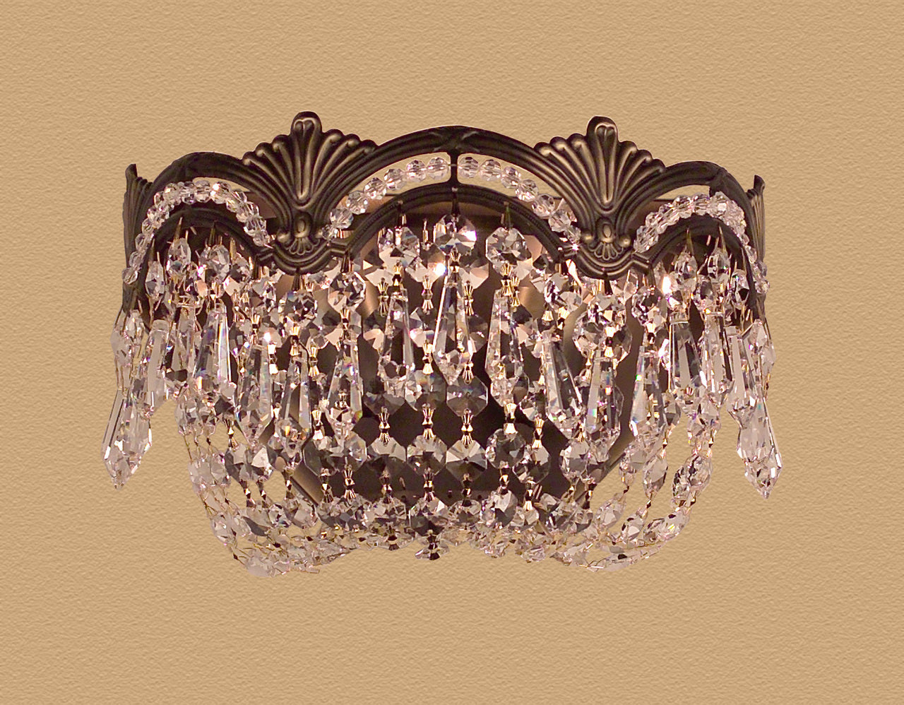 Classic Lighting 1850 RB CP Regency II Crystal Wall Sconce in Roman Bronze (Imported from Spain)