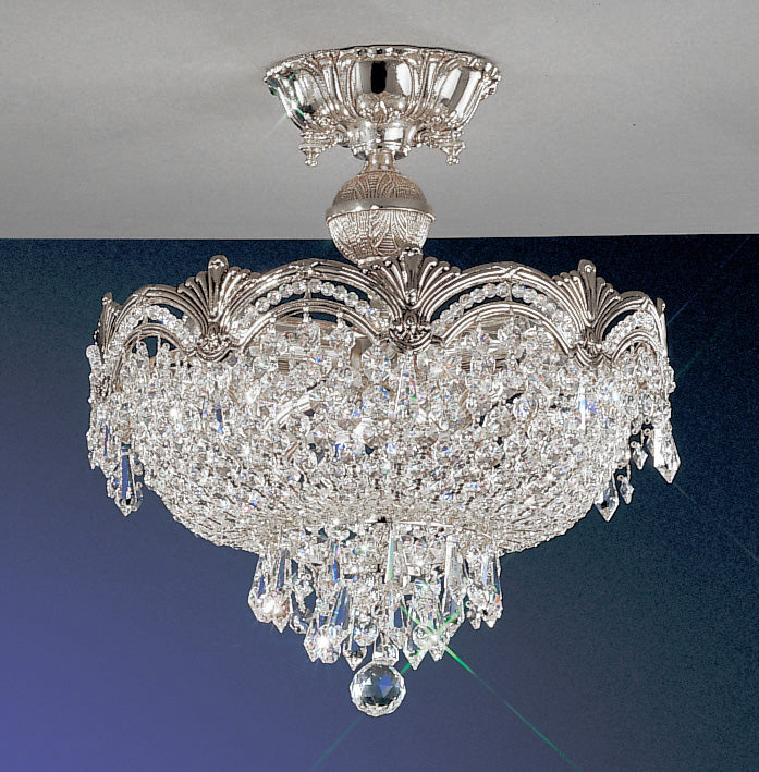 Classic Lighting 1856 CHB SC Regency II Crystal Flushmount in Chrome/Black Patina (Imported from Spain)