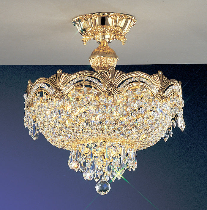 Classic Lighting 1856 G SC Regency II Crystal Flushmount in 24k Gold (Imported from Spain)