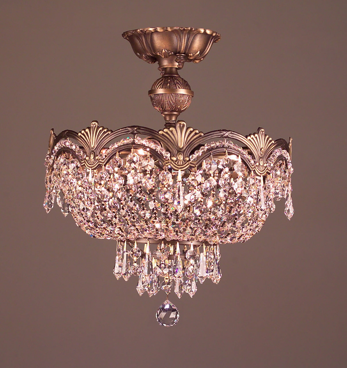 Classic Lighting 1856 RB CP Regency II Crystal Flushmount in Roman Bronze (Imported from Spain)