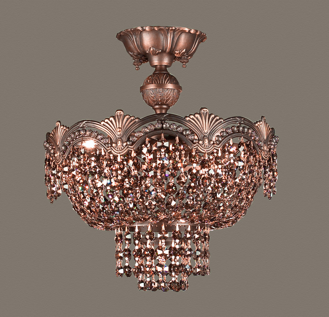 Classic Lighting 1856 RB SGT Regency II Crystal Flushmount in Roman Bronze (Imported from Spain)