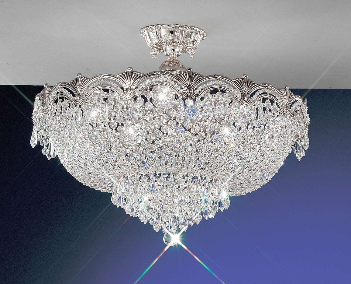 Classic Lighting 1857 CHB CP Regency II Crystal Flushmount in Chrome/Black Patina (Imported from Spain)