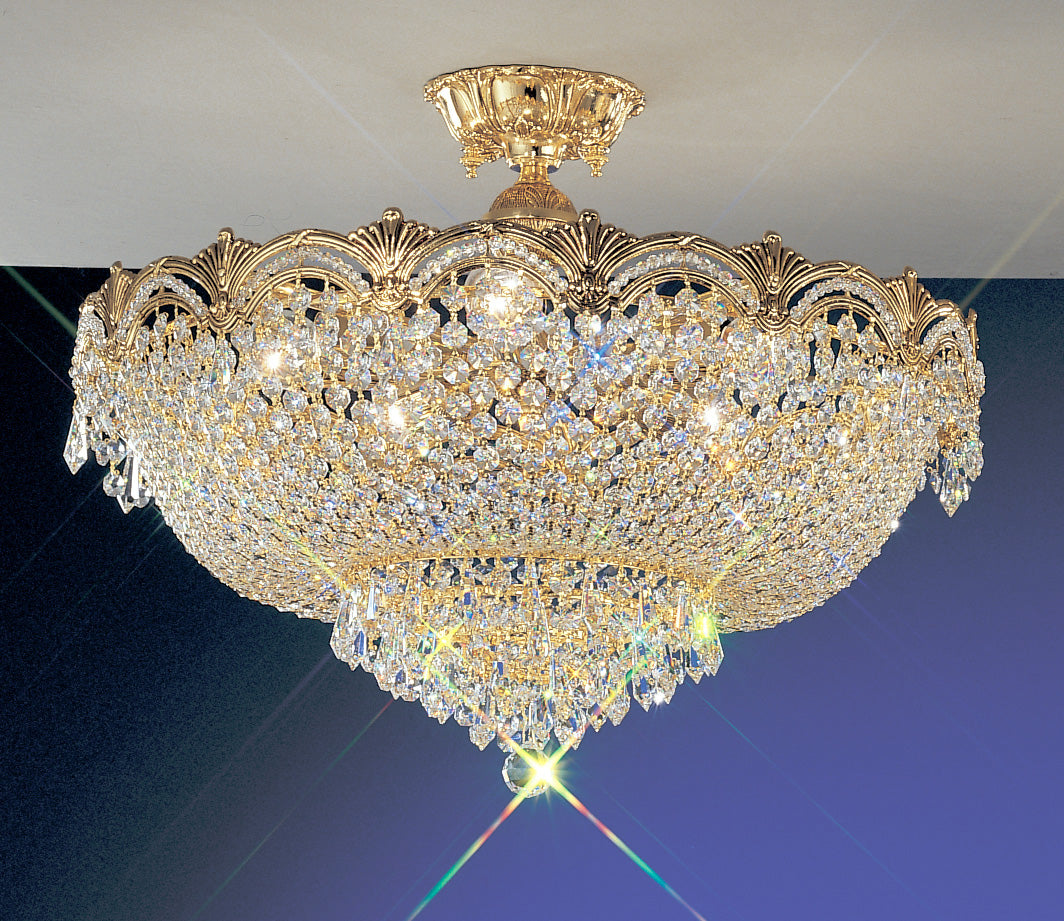 Classic Lighting 1857 G SC Regency II Crystal Flushmount in 24k Gold (Imported from Spain)