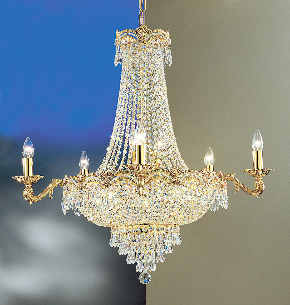 Classic Lighting 1859 G SC Regency II Crystal Chandelier in 24k Gold (Imported from Spain)