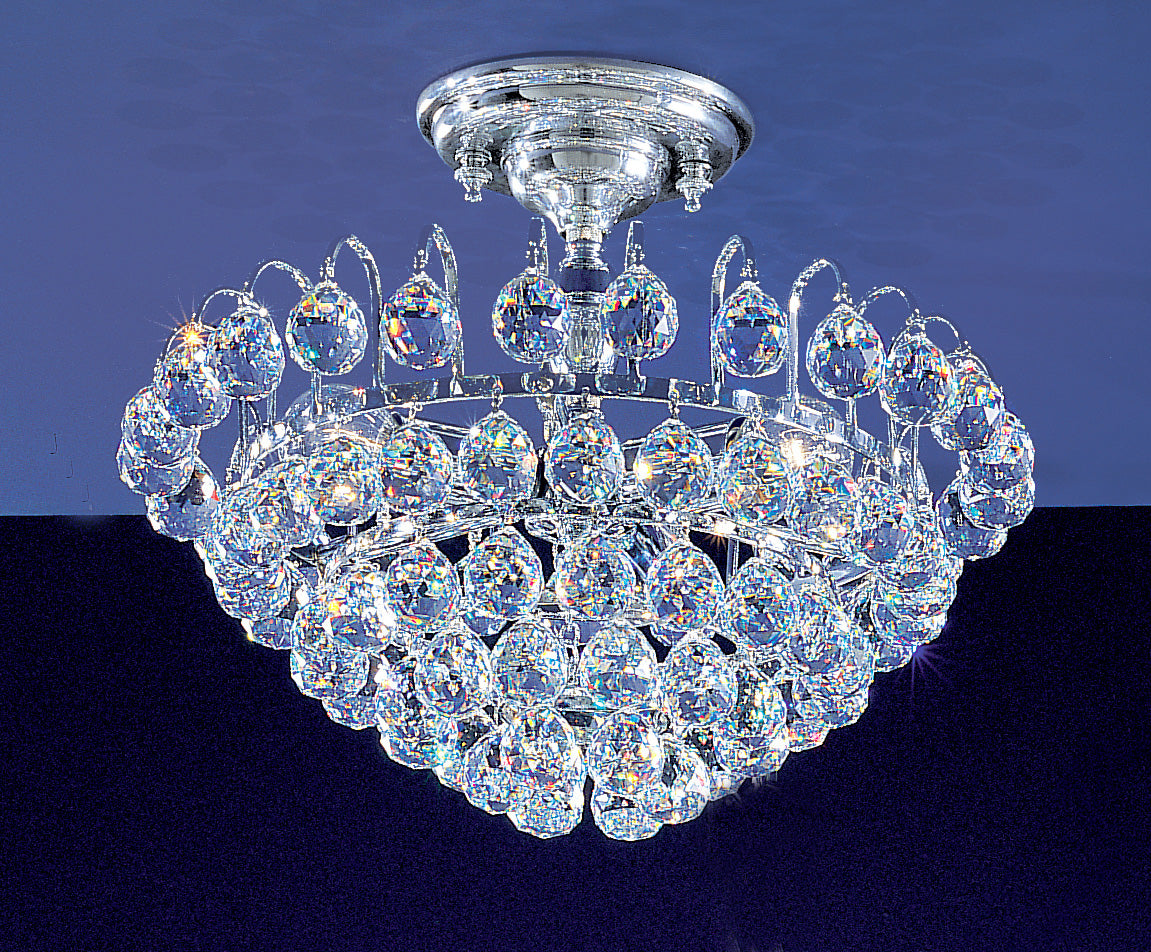 Classic Lighting 1893 CH SC Diamante Crystal Flushmount in Chrome (Imported from Spain)