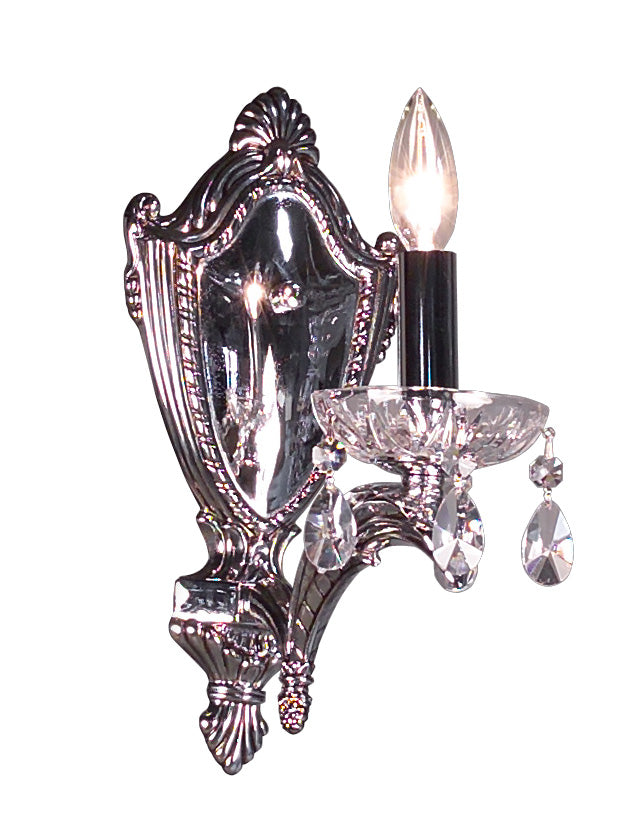 Classic Lighting 1921 CHB S Terragona Crystal Wall Sconce in Chrome/Black Patina (Imported from Spain)