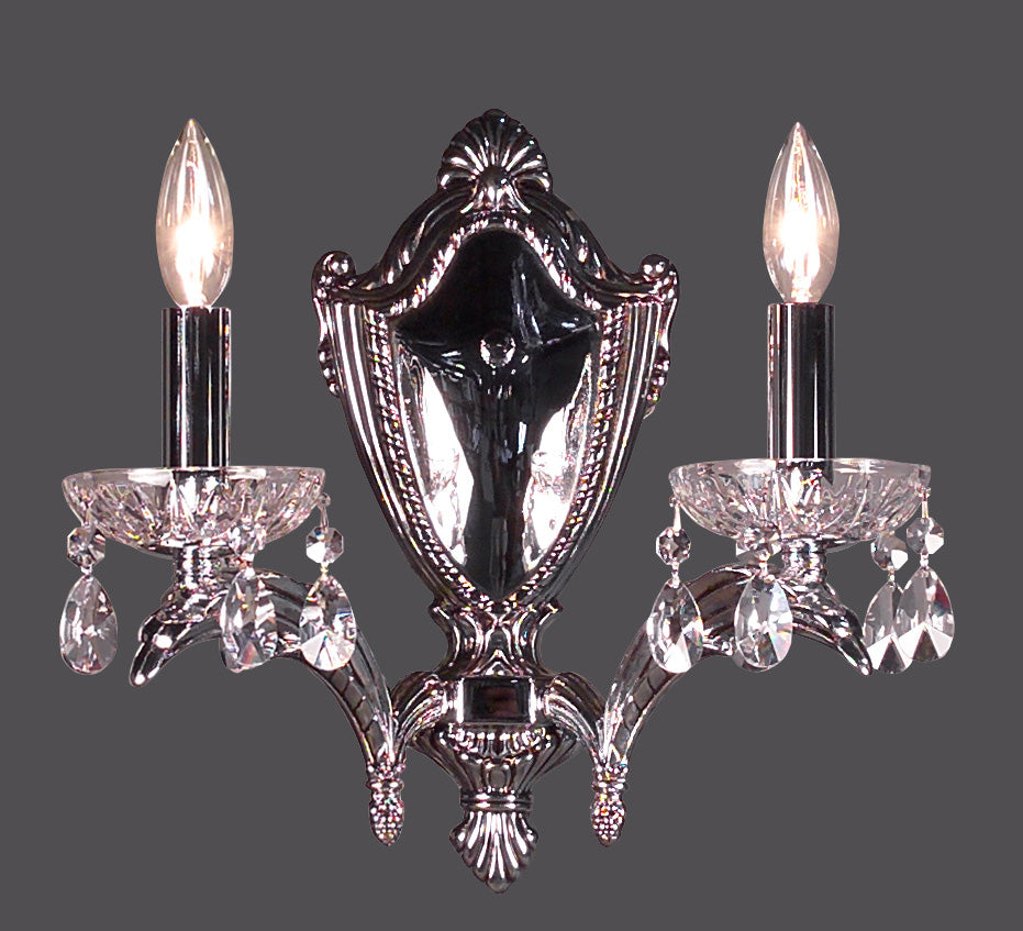 Classic Lighting 1922 CHB S Terragona Crystal Wall Sconce in Chrome/Black Patina (Imported from Spain)
