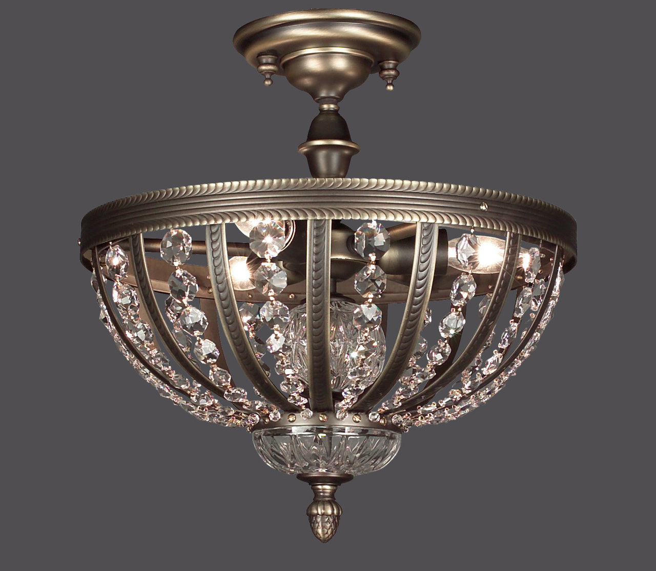 Classic Lighting 1923 RB SC Terragona Crystal Flushmount in Roman Bronze (Imported from Spain)