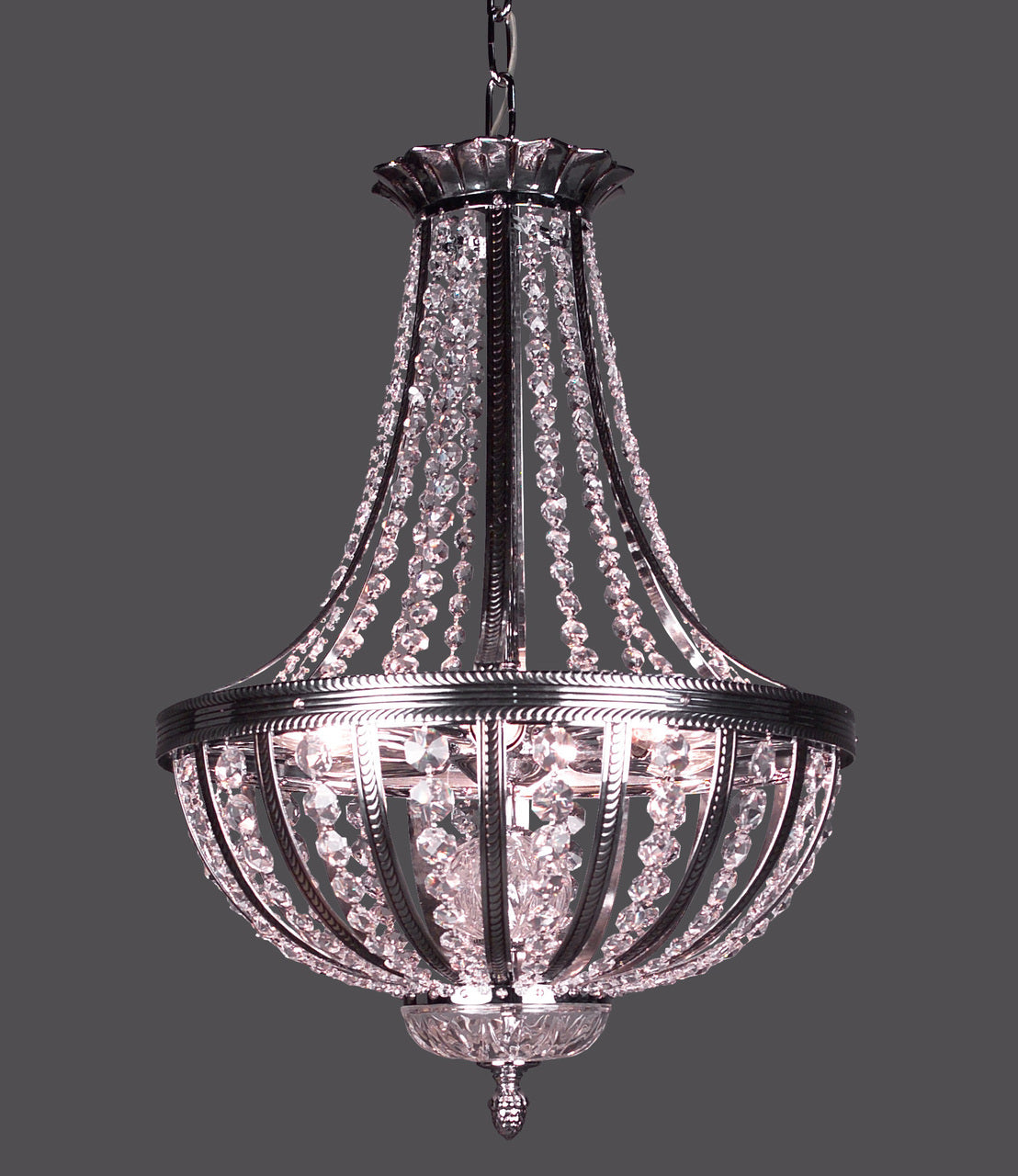 Classic Lighting 1924 CHB CP Terragona Crystal Pendant in Chrome/Black Patina (Imported from Spain)