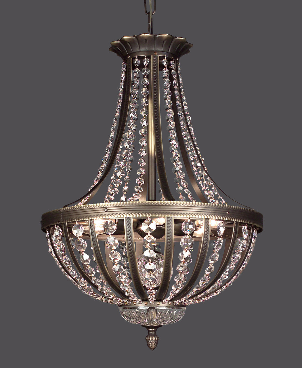 Classic Lighting 1924 RB SC Terragona Crystal Pendant in Roman Bronze (Imported from Spain)