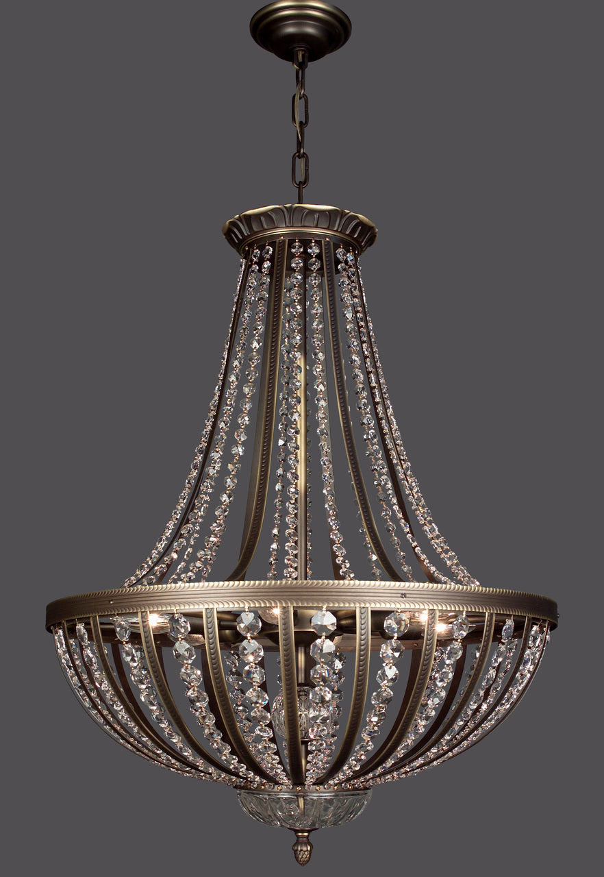 Classic Lighting 1925 RB SC Terragona Crystal Pendant in Roman Bronze (Imported from Spain)