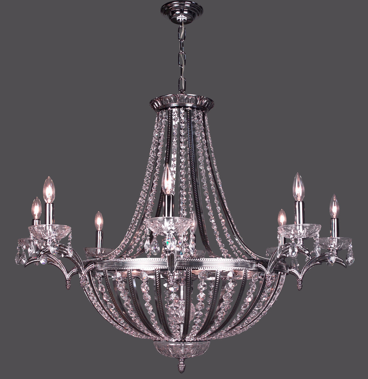 Classic Lighting 1928 CHB CP Terragona Crystal Chandelier in Chrome/Black Patina (Imported from Spain)