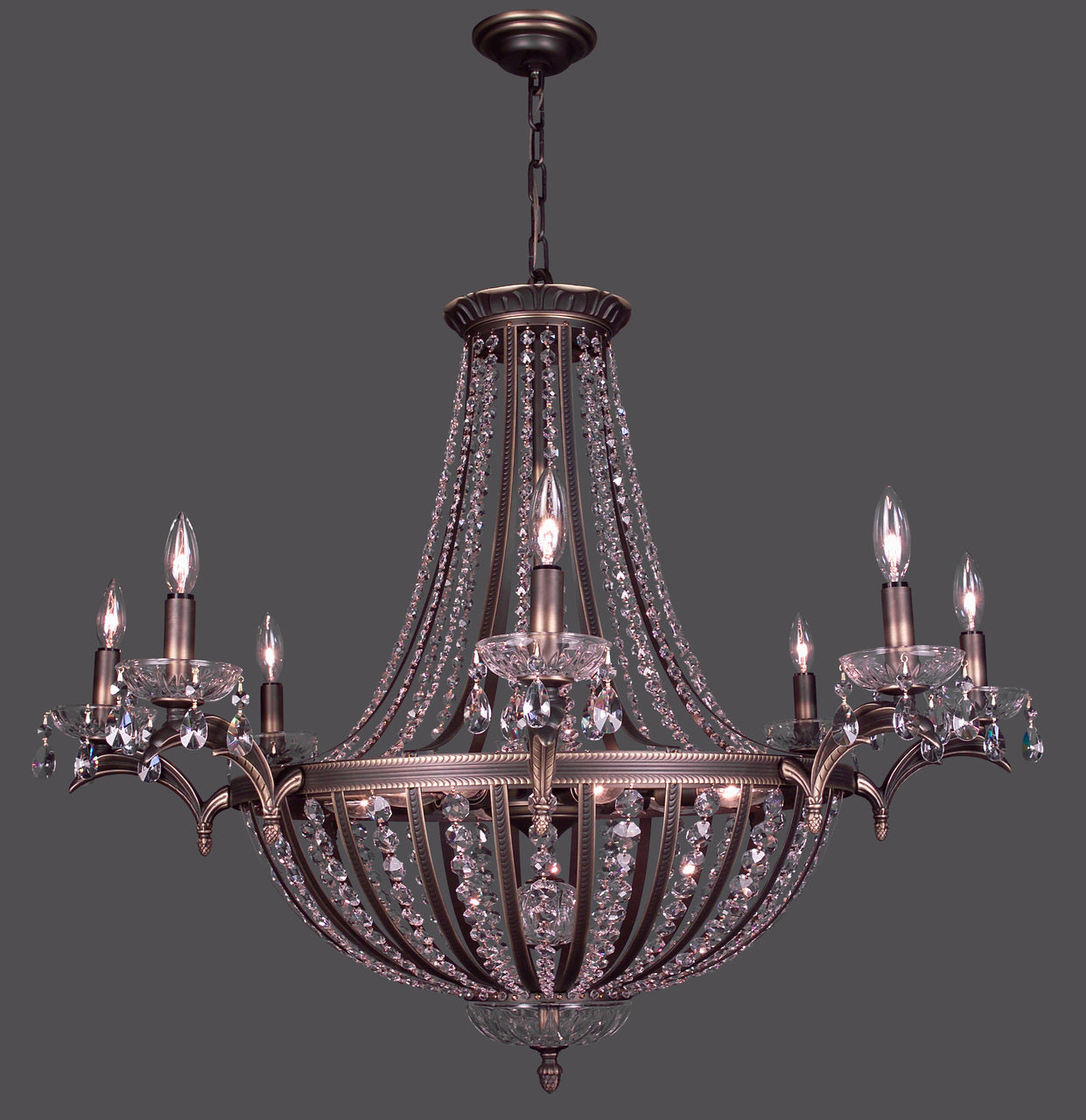 Classic Lighting 1928 RB CP Terragona Crystal Chandelier in Roman Bronze (Imported from Spain)