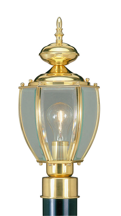LIVEX Lighting 2009-02 Outdoor Basics Post Lantern in Polished Brass (1 Light)