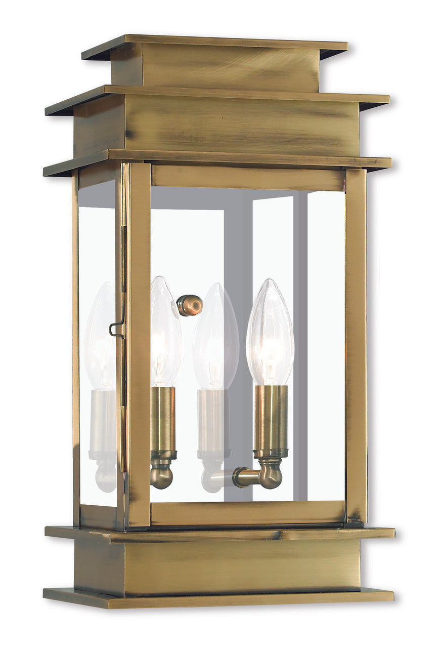 LIVEX Lighting 2014-01 Princeton Wall Lantern in Antique Brass (2 Light)