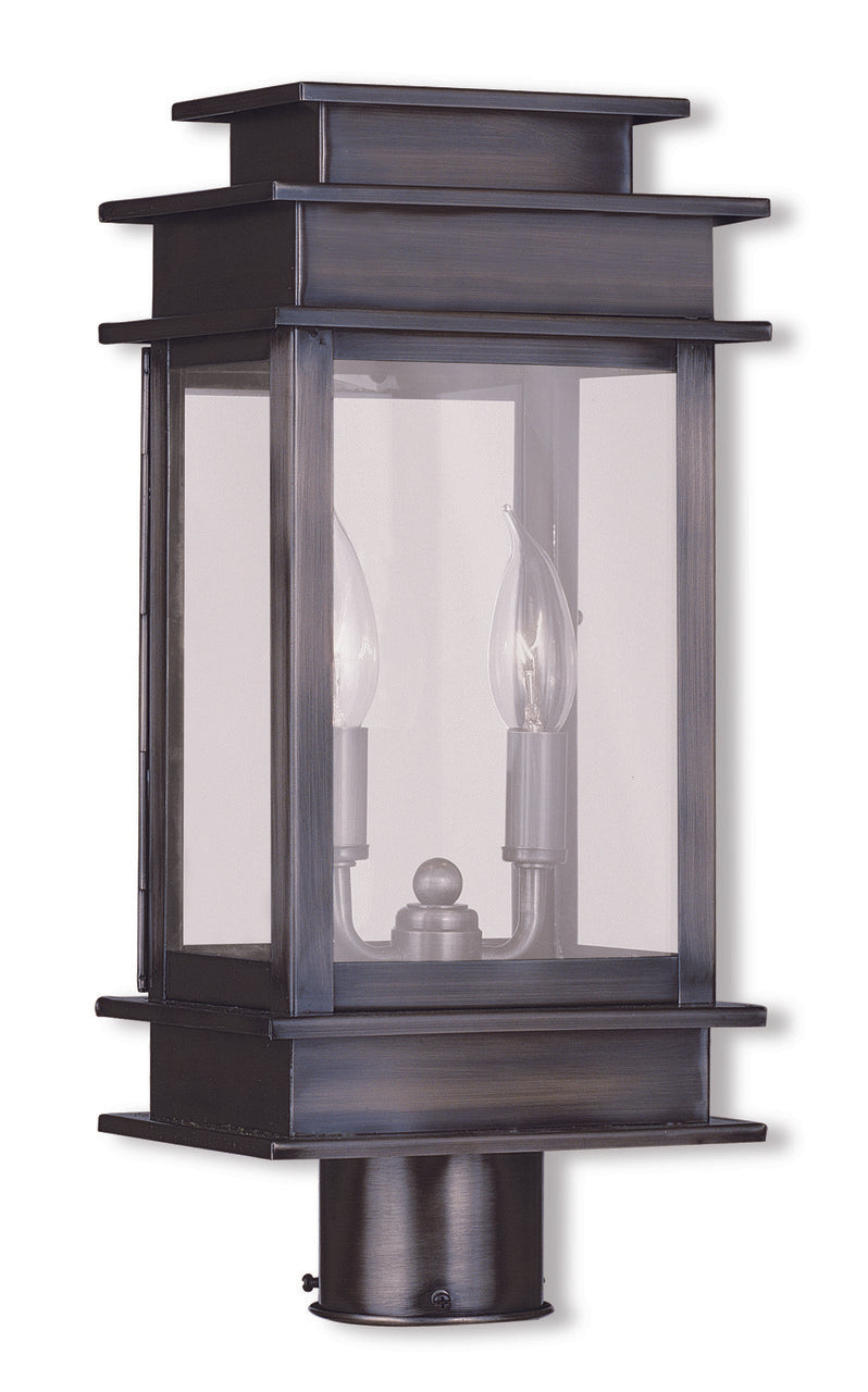 LIVEX Lighting 2015-29 Princeton Outdoor Post Lantern in Vintage Pewter (2 Light)