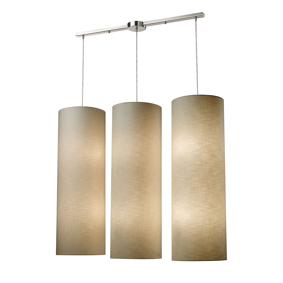ELK Lighting 20160/12L Fabric Cylinders 12-Light Linear Pendant Fixture in Satin Nickel with 3 Shades