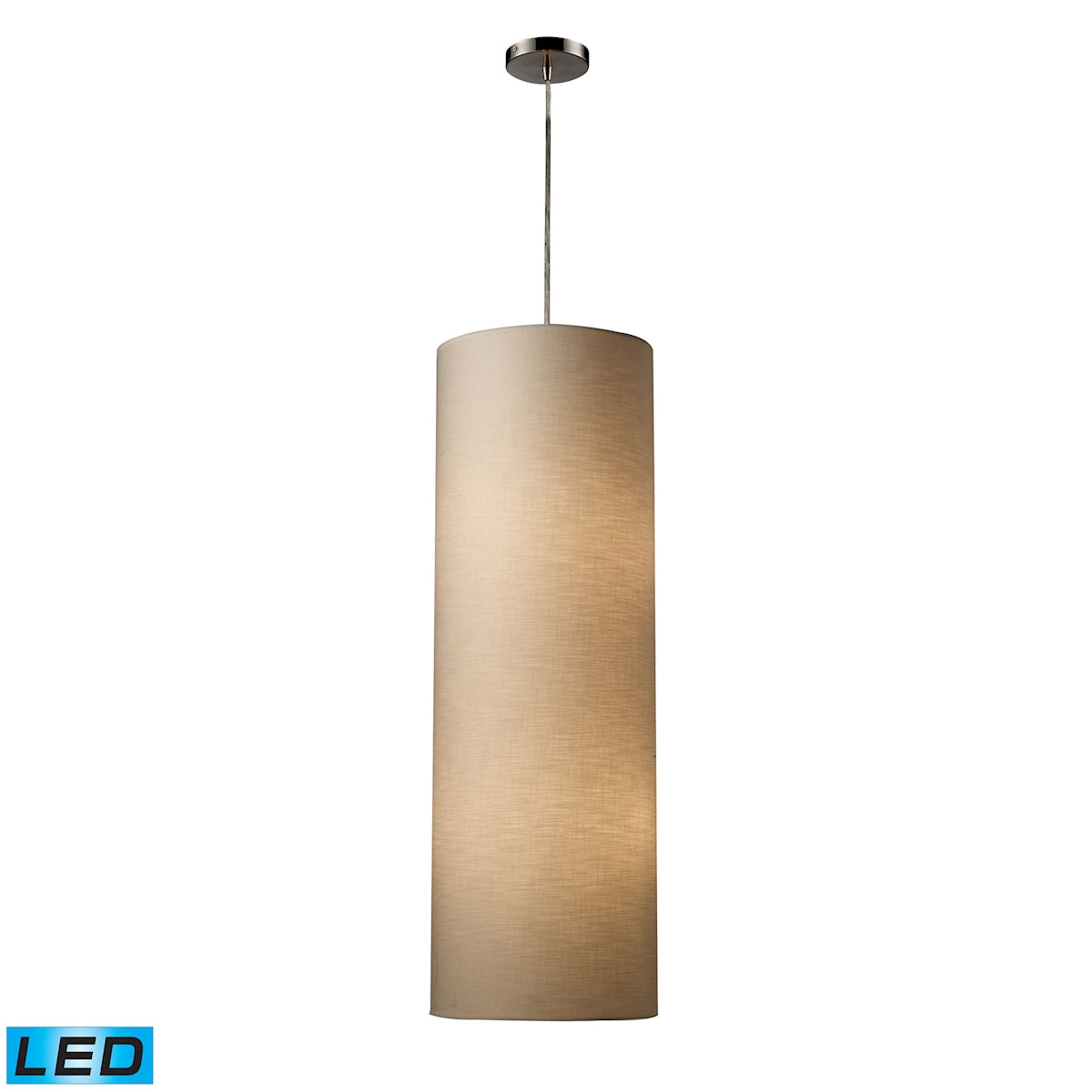 ELK Lighting 20160/4-LED Fabric Cylinders 4-Light Mini Pendant in Satin Nickel with 1 Shade - Includes LED Bulbs
