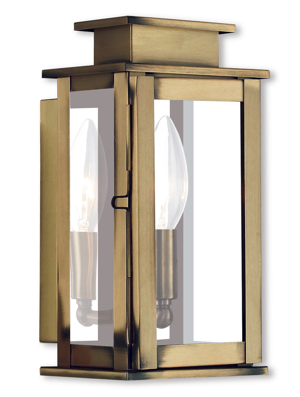 LIVEX Lighting 20191-01 Princeton Wall Lantern in Antique Brass (1 Light)