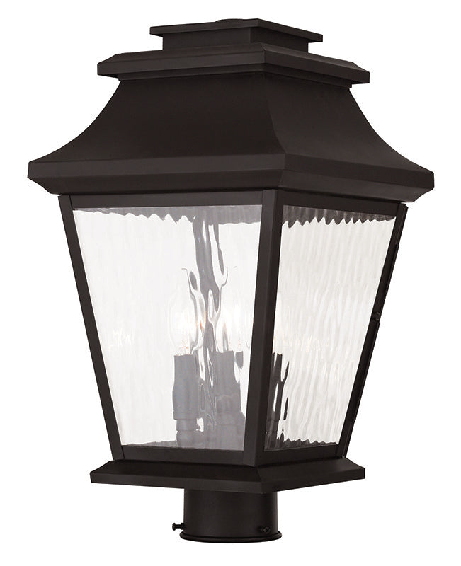 LIVEX Lighting 20238-07 Hathaway Outdoor Post Lantern in Bronze (3 Light)