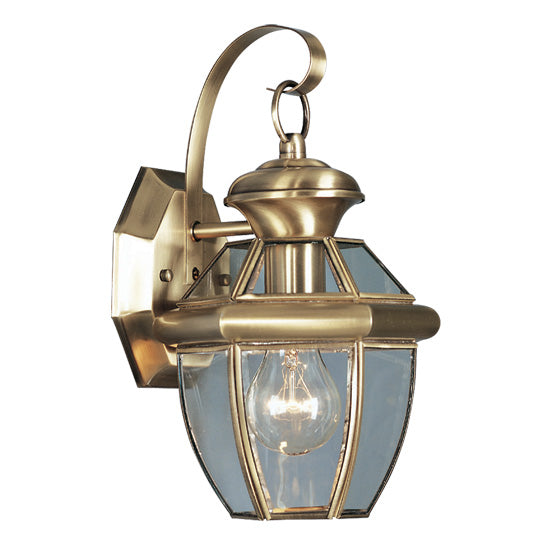 LIVEX Lighting 2051-01 Monterey Outdoor Wall Lantern in Antique Brass (1 Light)