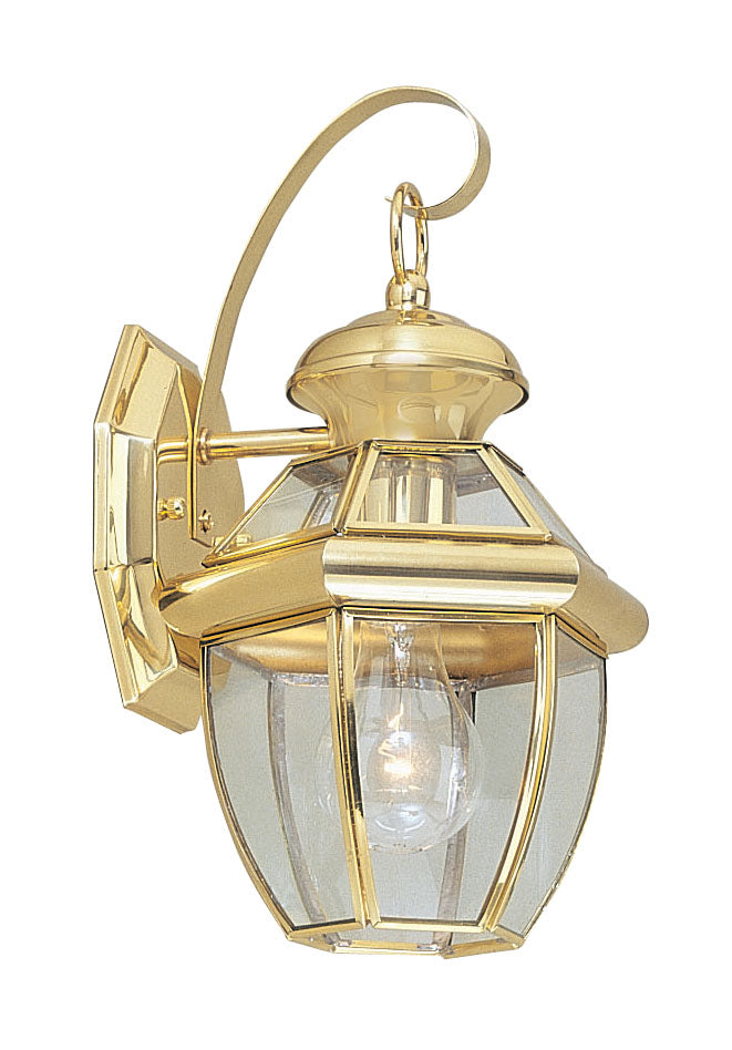 LIVEX Lighting 2051-02 Monterey Outdoor Wall Lantern in Polished Brass (1 Light)